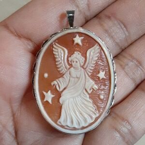 925 Hand Carved Angel Cameo. Italy. Price Is Firm.